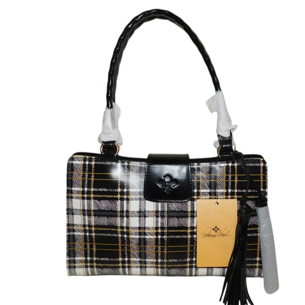 Patricia Nash Rienzo Black/White Plaid Satchel Purse NWT